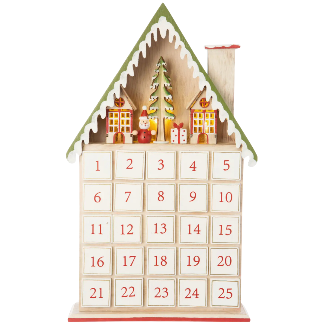 SILVER TREE Advent Calendar House Shaped LED Village