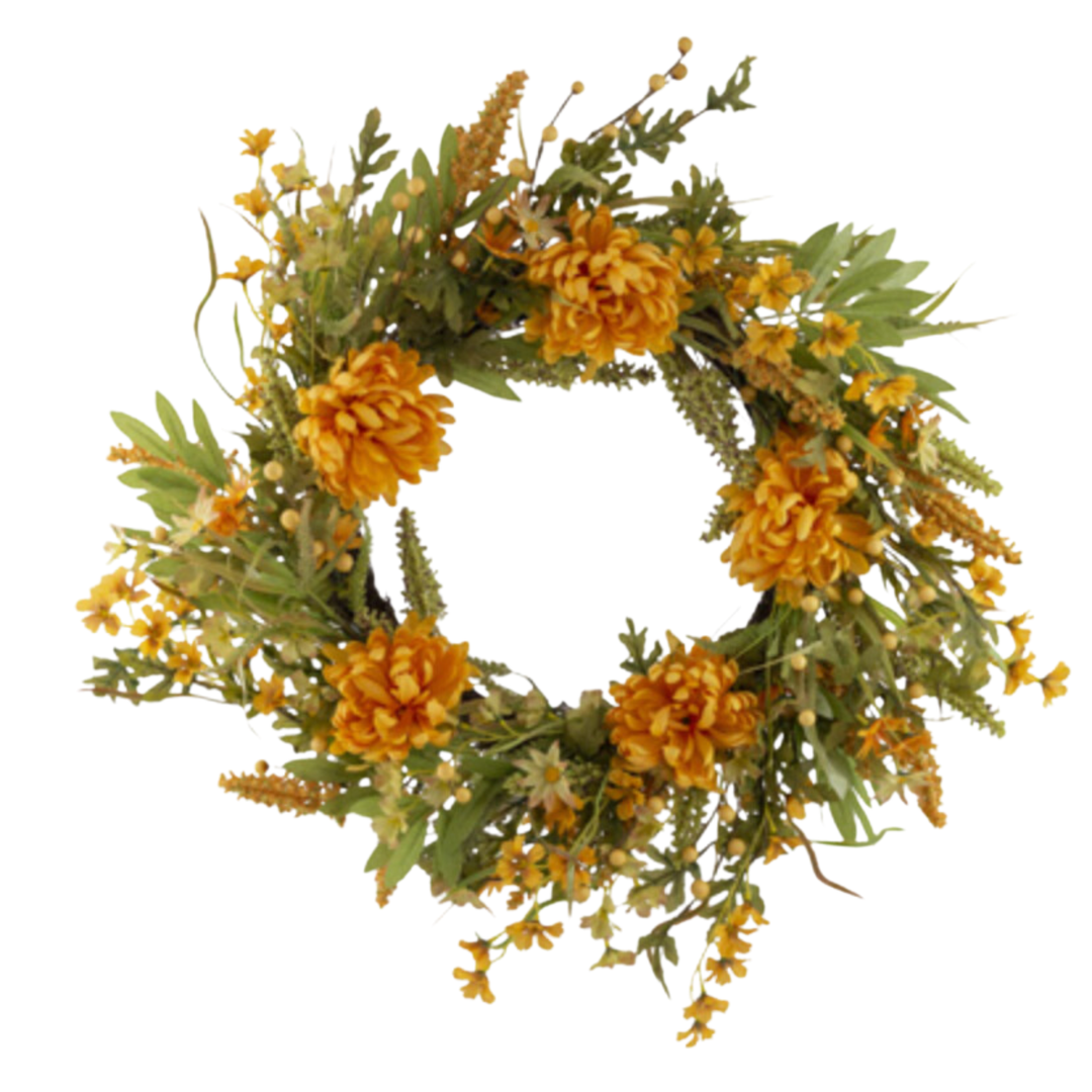 BOSTON INTERNATIONAL Mustard Mums Wreath