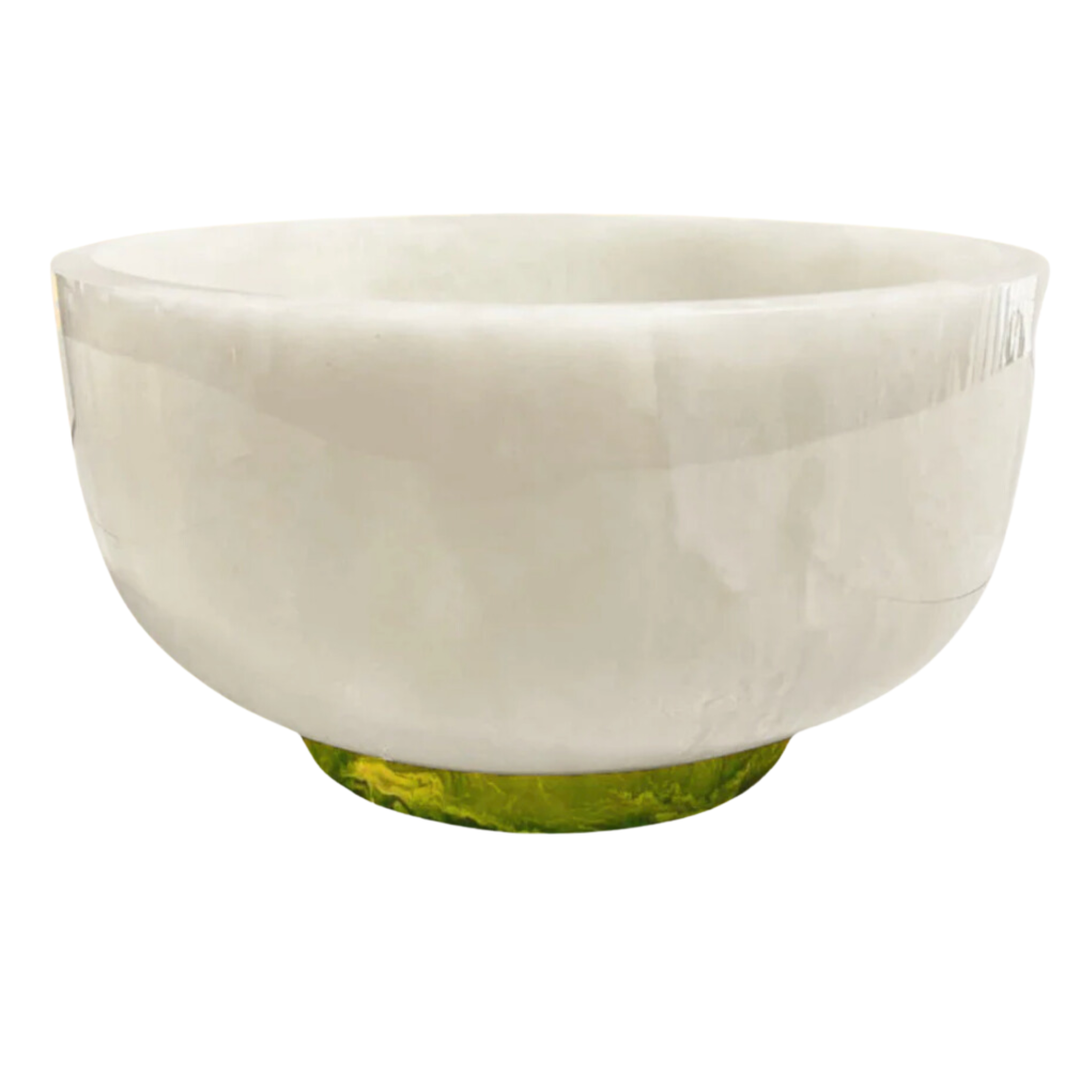 BEATRIZ BALL Resin Rio White and Green Large Bowl with Base