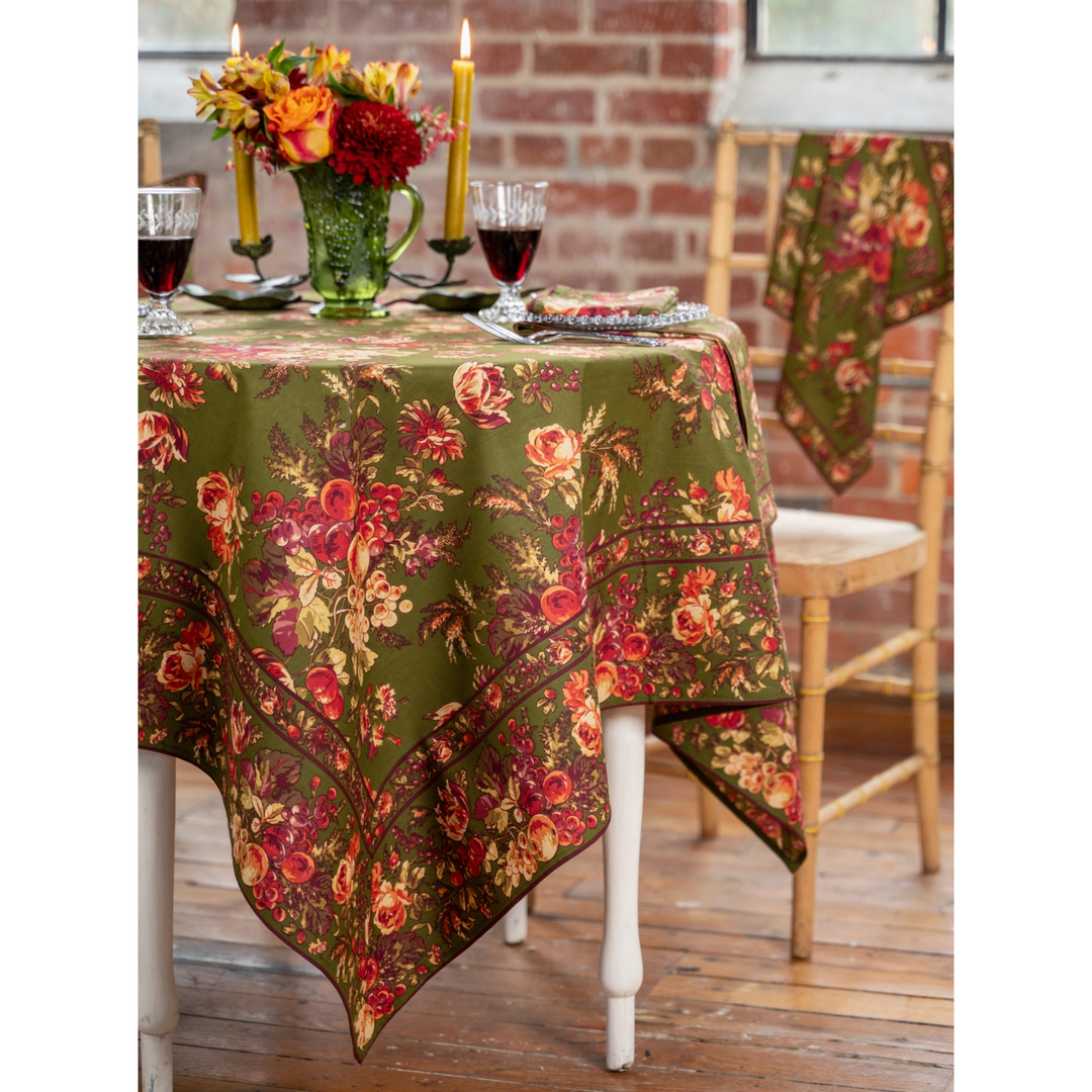 APRIL CORNELL Bountiful Harvest Olive Tablecloth