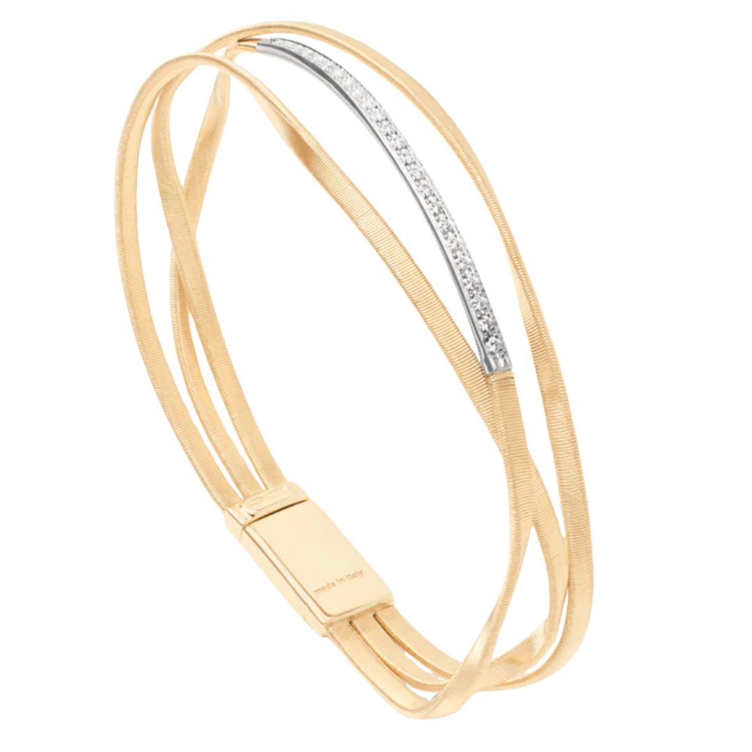 MARCO BICEGO Marrakech 18K Yellow Gold 3-Strand Bangle With Diamond Bar Default Title