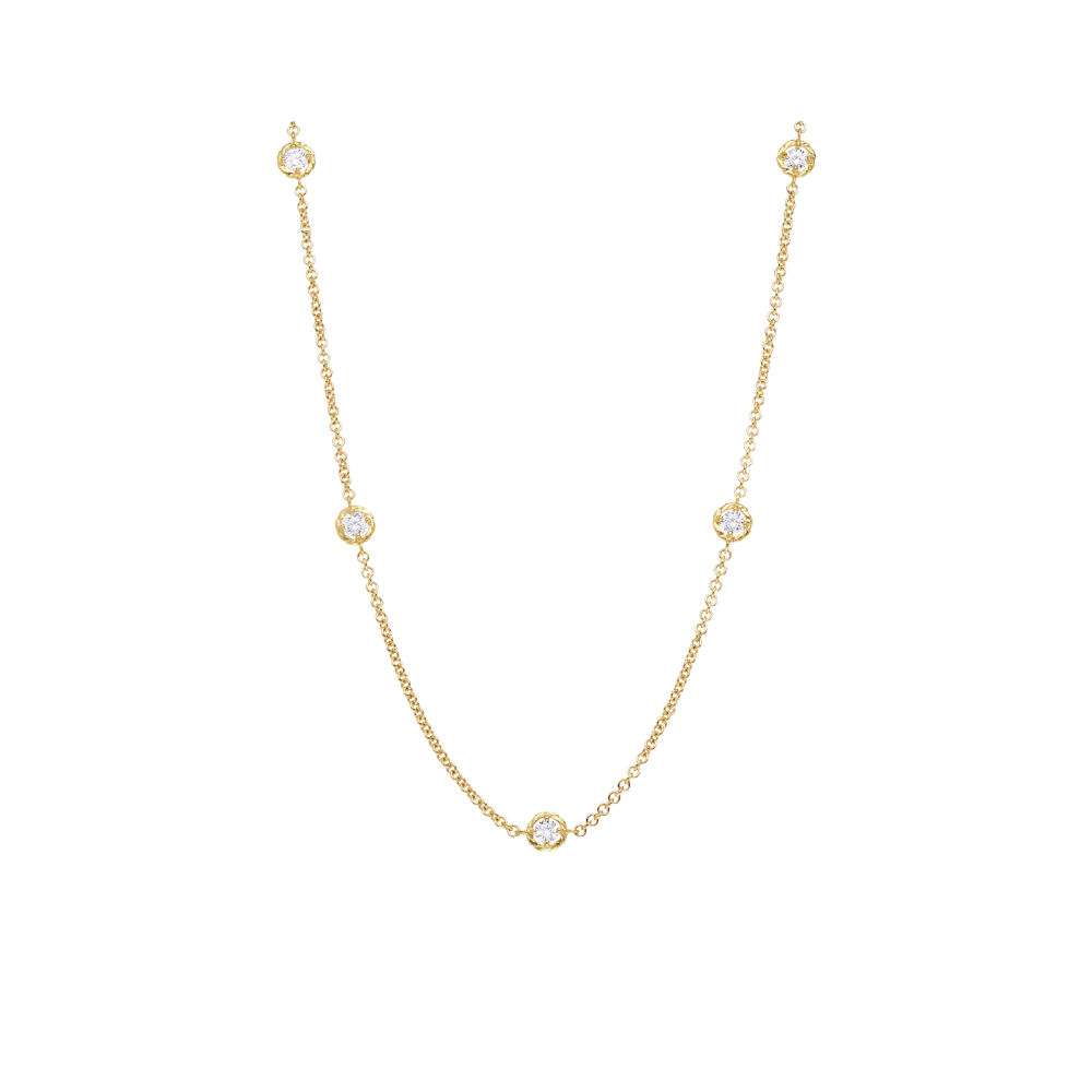 PAUL MORELLI 18K Yellow Gold 9 Round Diamond Station Necklace