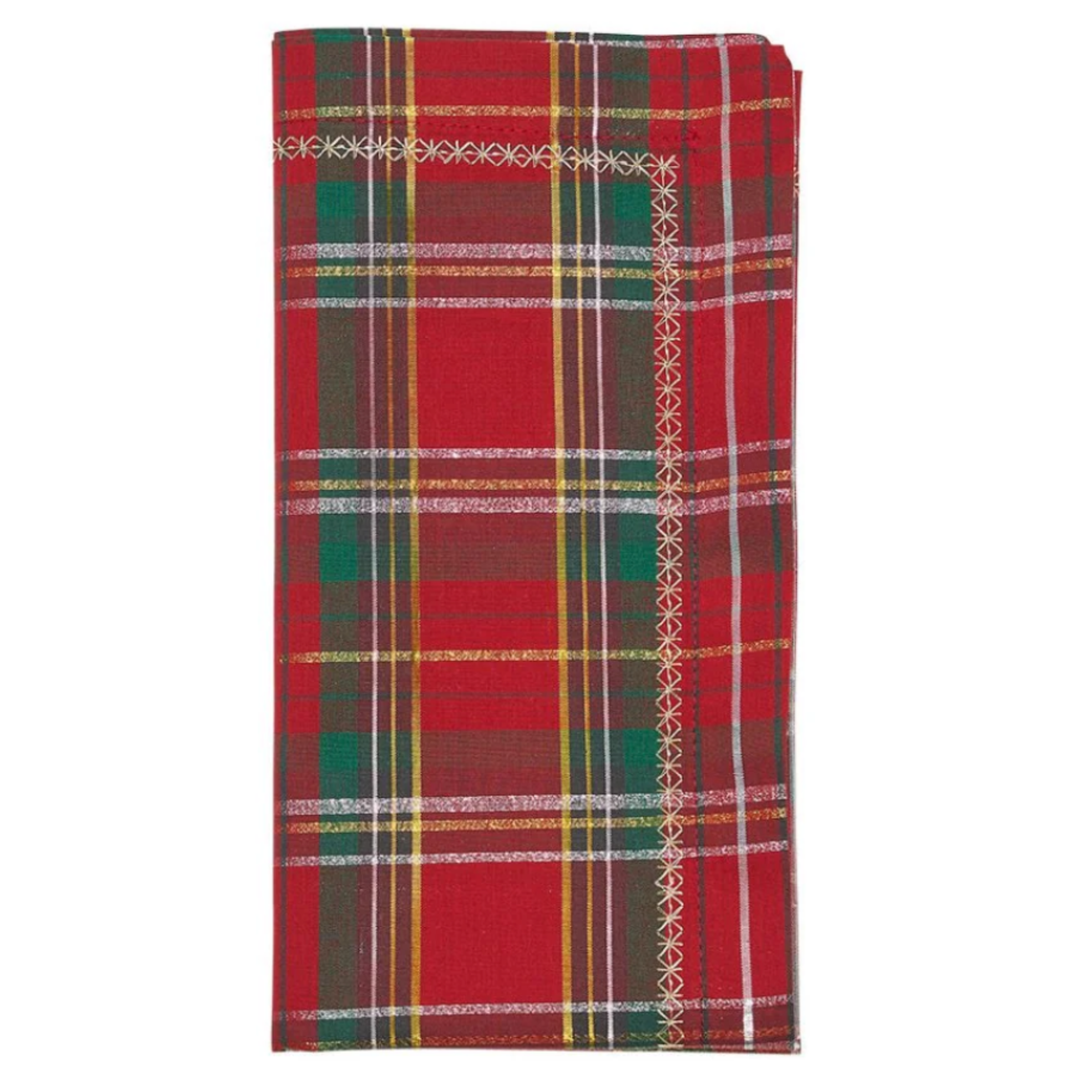 KIM SEYBERT Holiday Threads Napkin in Red, Green & Gold