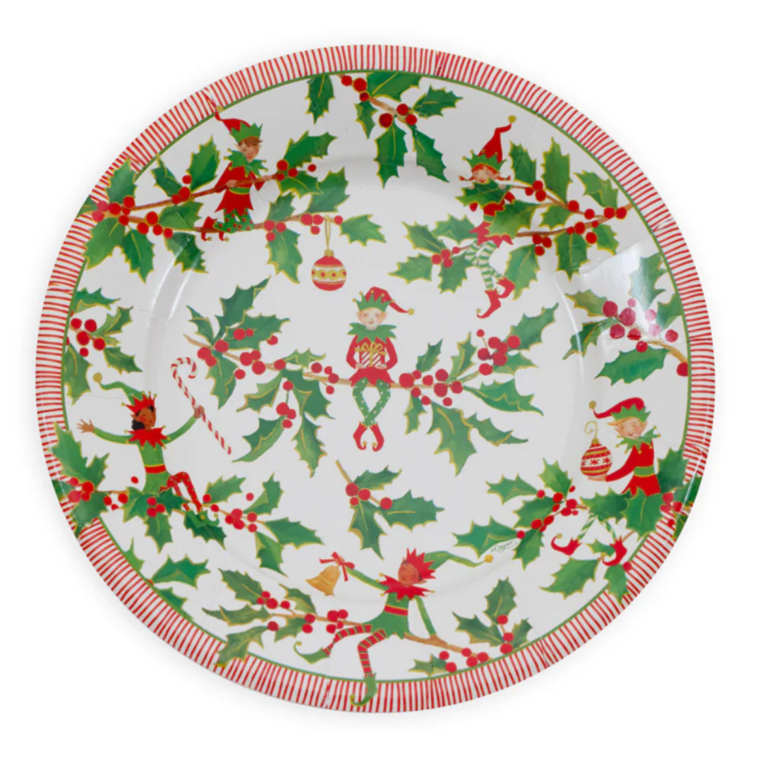 CASPARI Jingle Elves Salad Or Dinner Plates