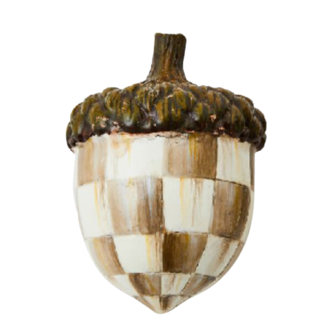 MACKENZIE CHILDS Mocha Check Acorn