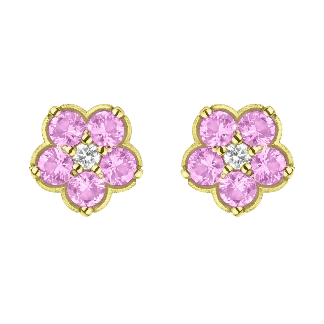 PAUL MORELLI YELLOW GOLD PINK WILD CHILD STUD EARRINGS