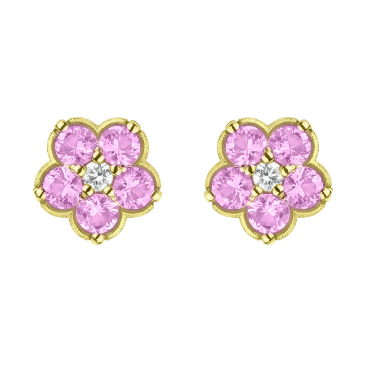 PAUL MORELLI YELLOW GOLD PINK WILD CHILD STUD EARRINGS