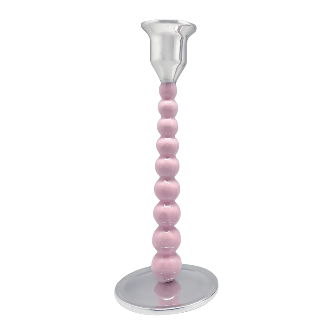 MARIPOSA Pink Pearled Medium Candlestick Set