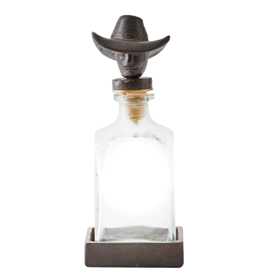 JAN BARBOGLIO Vaquero Decanter With Cowboy Head Topper