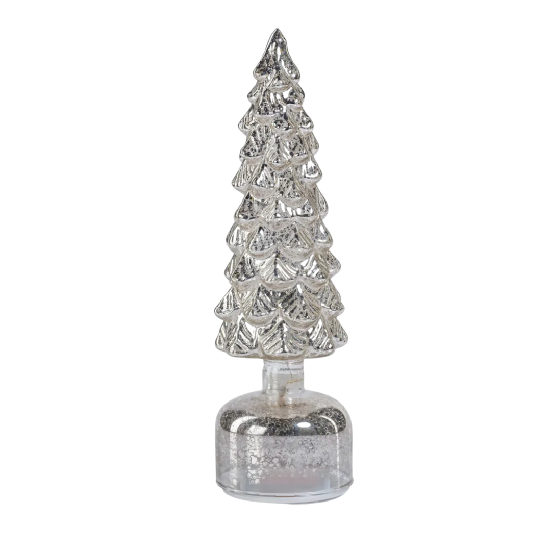 ZODAX Mountain Pine Short Silver Rotating Led Tree