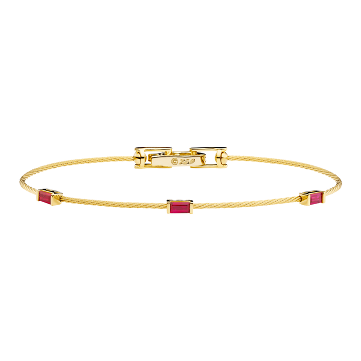 PAUL MORELLI 18K YELLOW GOLD UNITY BRACELET WITH RUBY BAGUETTES