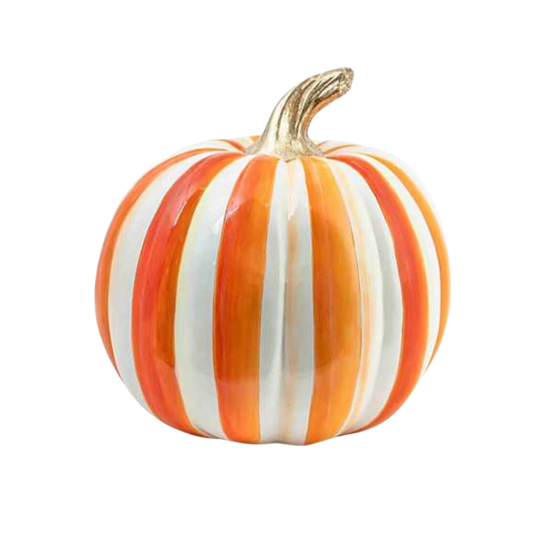 MACKENZIE CHILDS Orange Stripe Medium Pumpkin