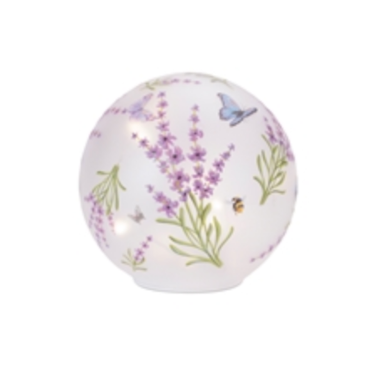 MELROSE Large Spring Floral With Butterflies And Bees Led Glass Globe