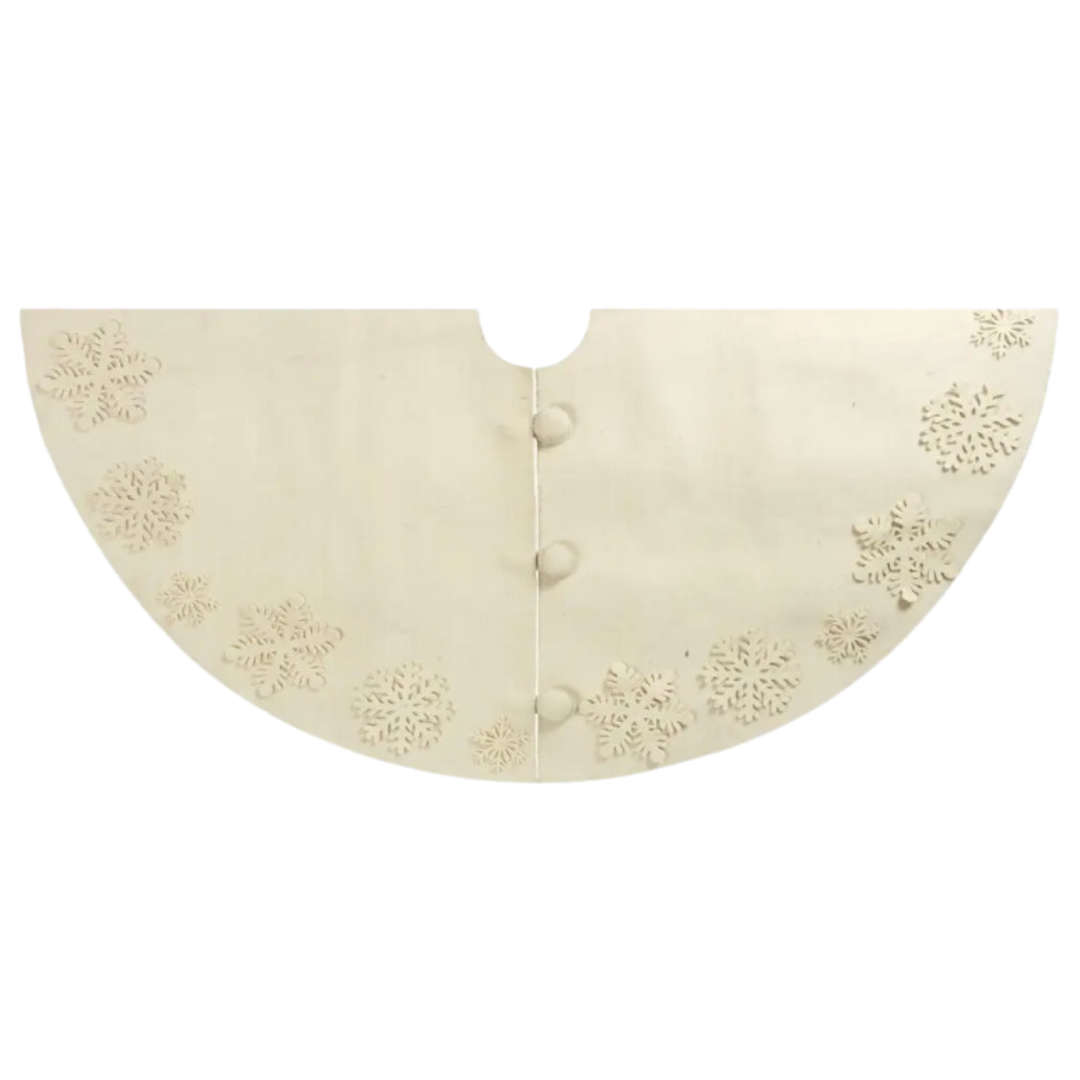 ARCADIA HOME Tacked Snowflakes Tree Skirt in Cream