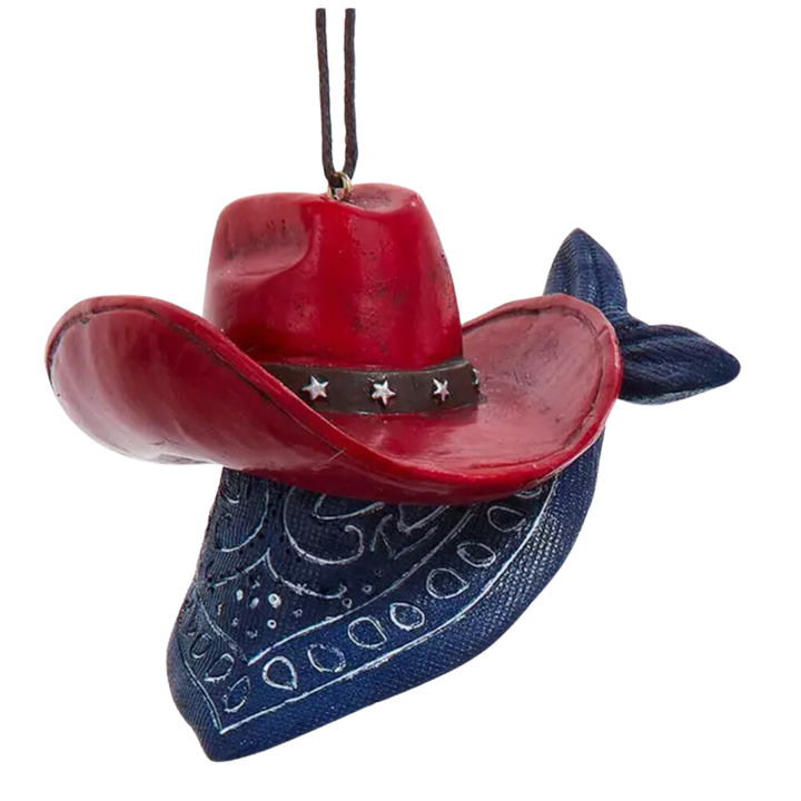 KURT ADLER Cowboy Hat With Bandana Ornament Color Selection Is Not Available