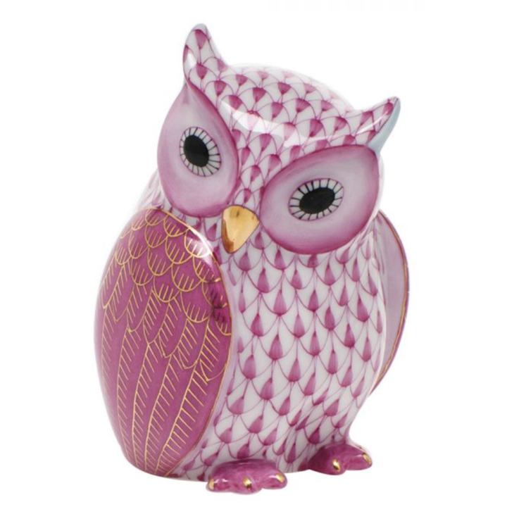 HEREND Mother Owl RASPBERRY