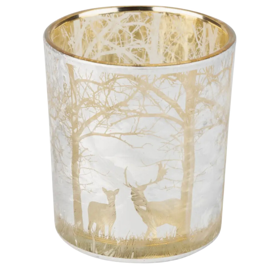 SILVER TREE Gold And Silver Stags In Forest Votive