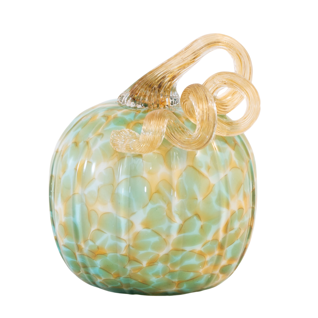 BOSTON INTERNATIONAL Green & Gold Small Glass Pumpkin