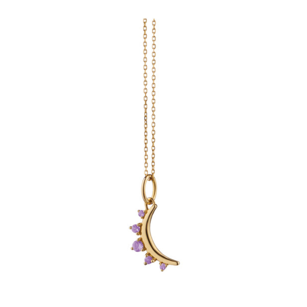 MONICA RICH KOSANN 18K YELLOW GOLD NECKLACE W/AMETHYST AND GOLD MINI MOON PENDANT Default Title