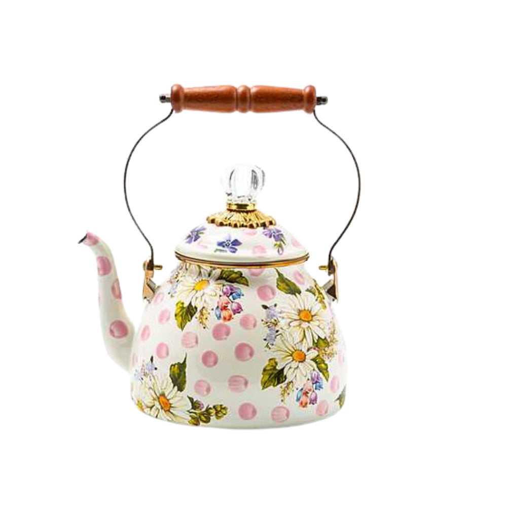 MACKENZIE CHILDS Pink Wildflowers Enamel Tea Kettle Default Title