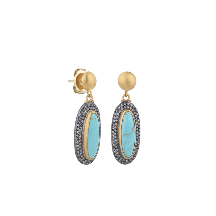 LIKA BEHAR 24K YELLOW GOLD AND TURQUOISE KINGMAN EARRINGS Default Title