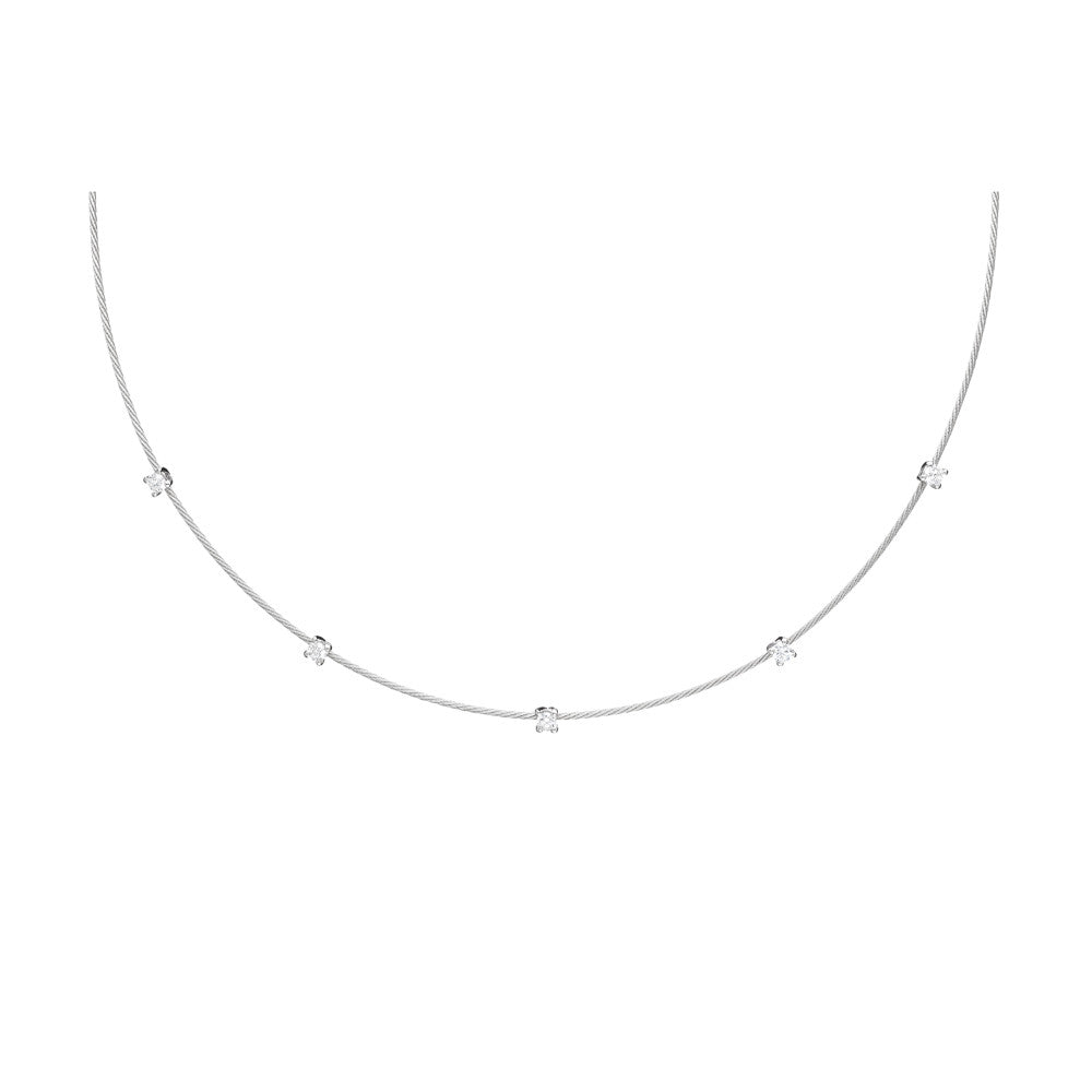 PAUL MORELLI 18K WHITE GOLD SINGLE UNITY WIRE NECKLACE WITH 5 DIAMONDS Default Title