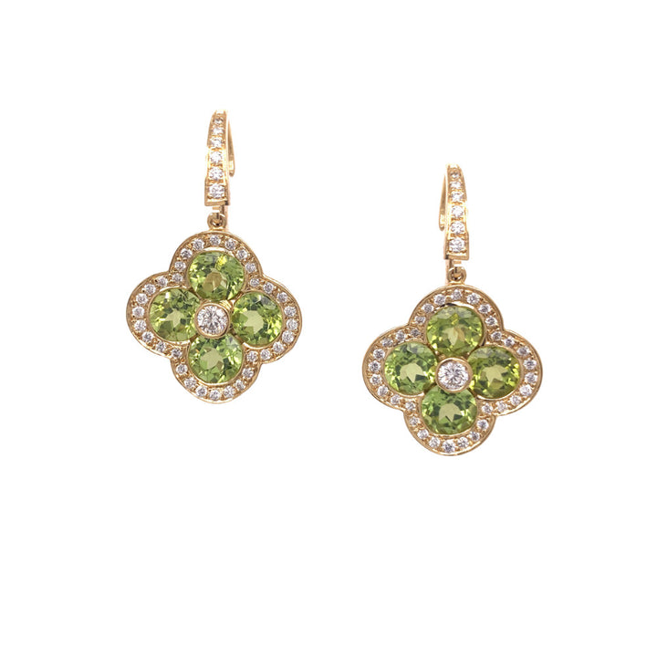 GUMUCHIAN 18K YELLOW GOLD DIAMOND AND PERIDOT FLEUR EARRINGS Default Title