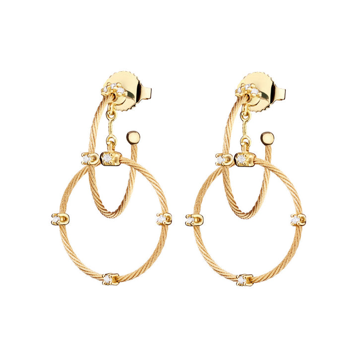 PAUL MORELLI 18K YELLOW GOLD DOUBLE RAIN CHAIN HOOP EARRINGS WITH DIAMONDS Default Title