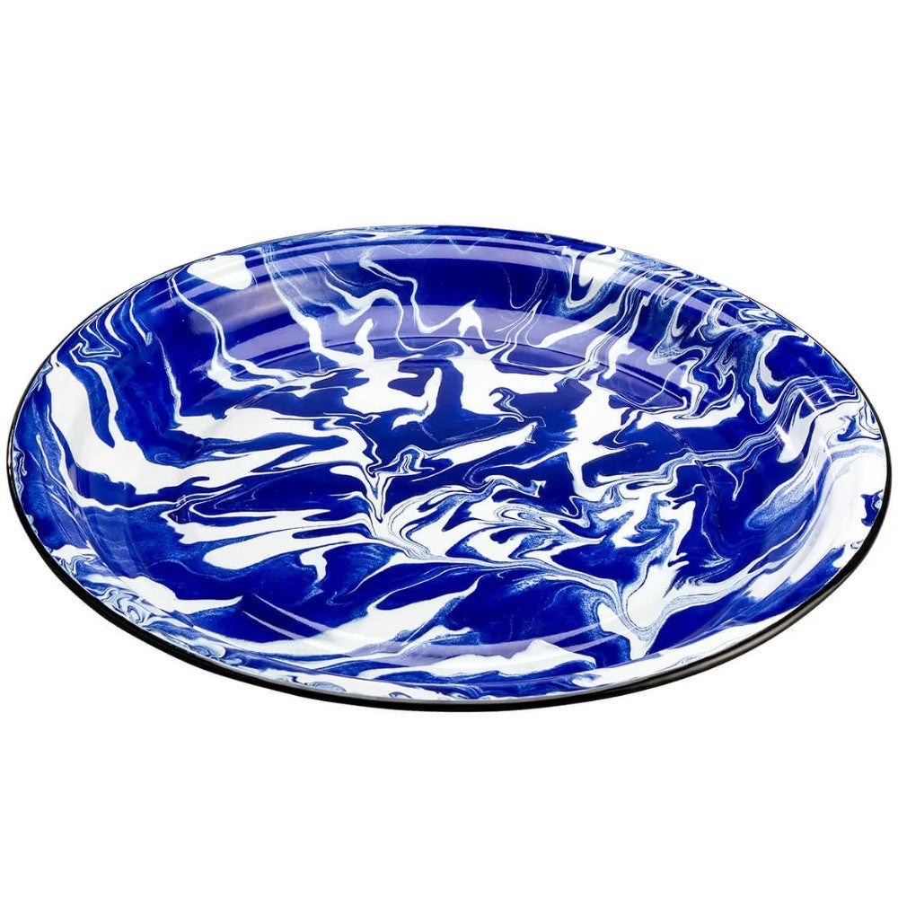 Marble Enamel Blue Swirl Plate