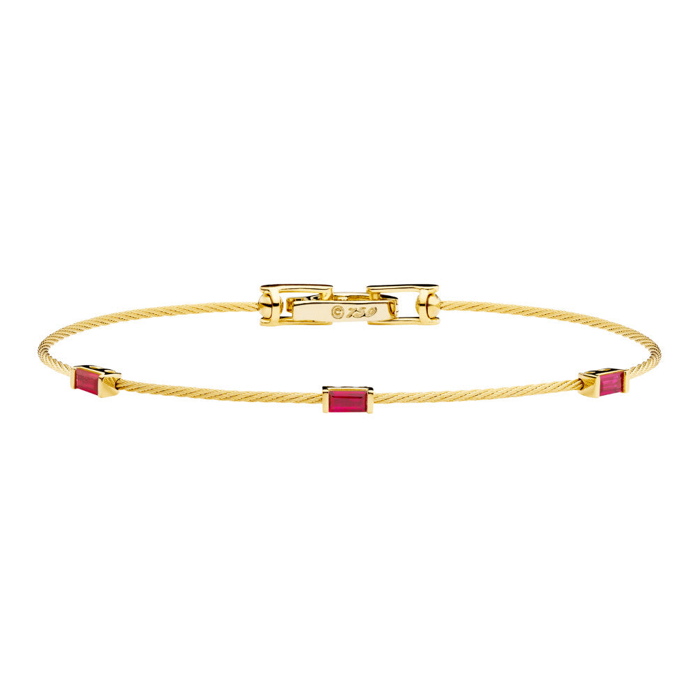 18K YELLOW GOLD UNITY BRACELET WITH RUBY BAGUETTES
